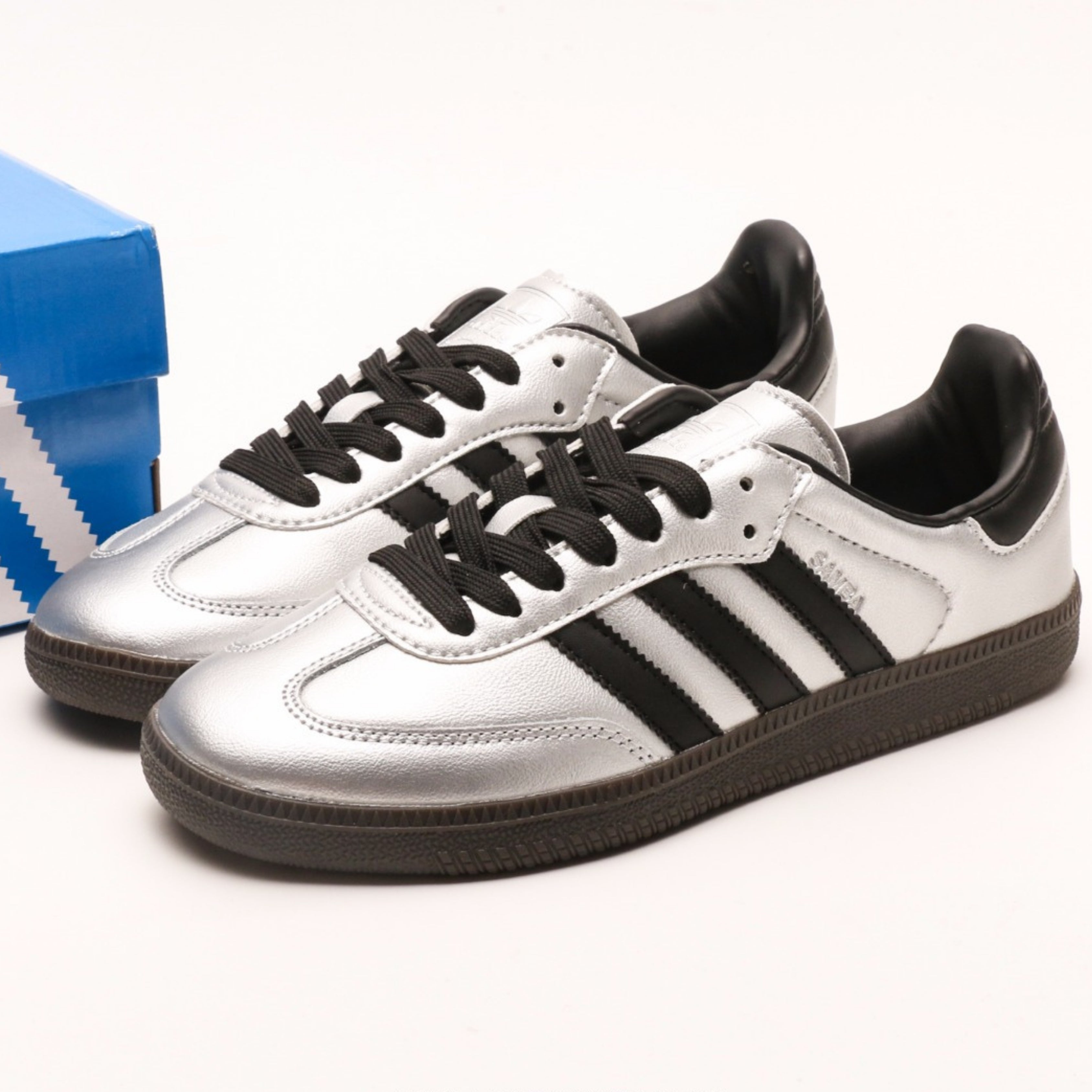 adidas Samba OG Silver Metallic Black Gum