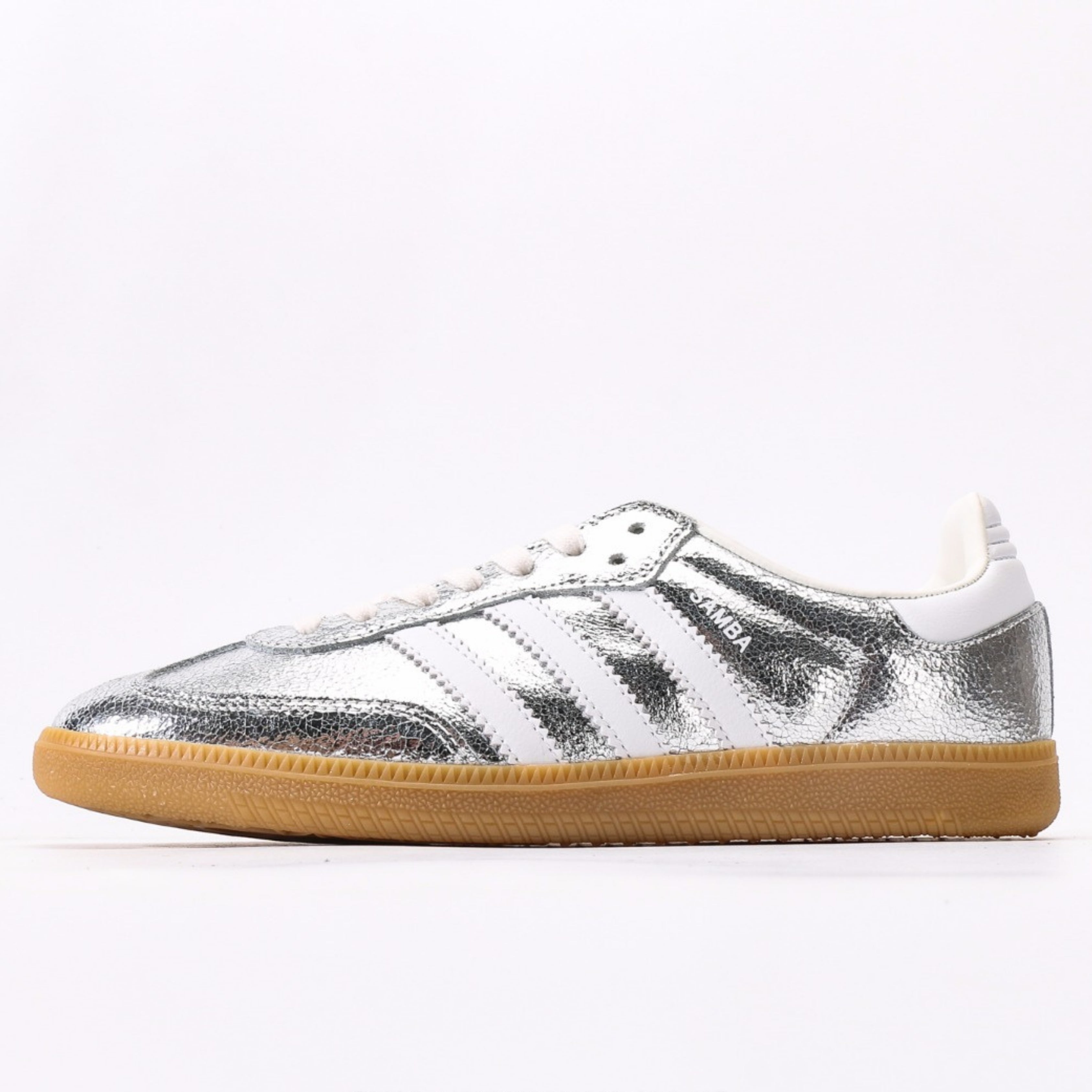 adidas Samba OG Silver Metallic Cracked Leather