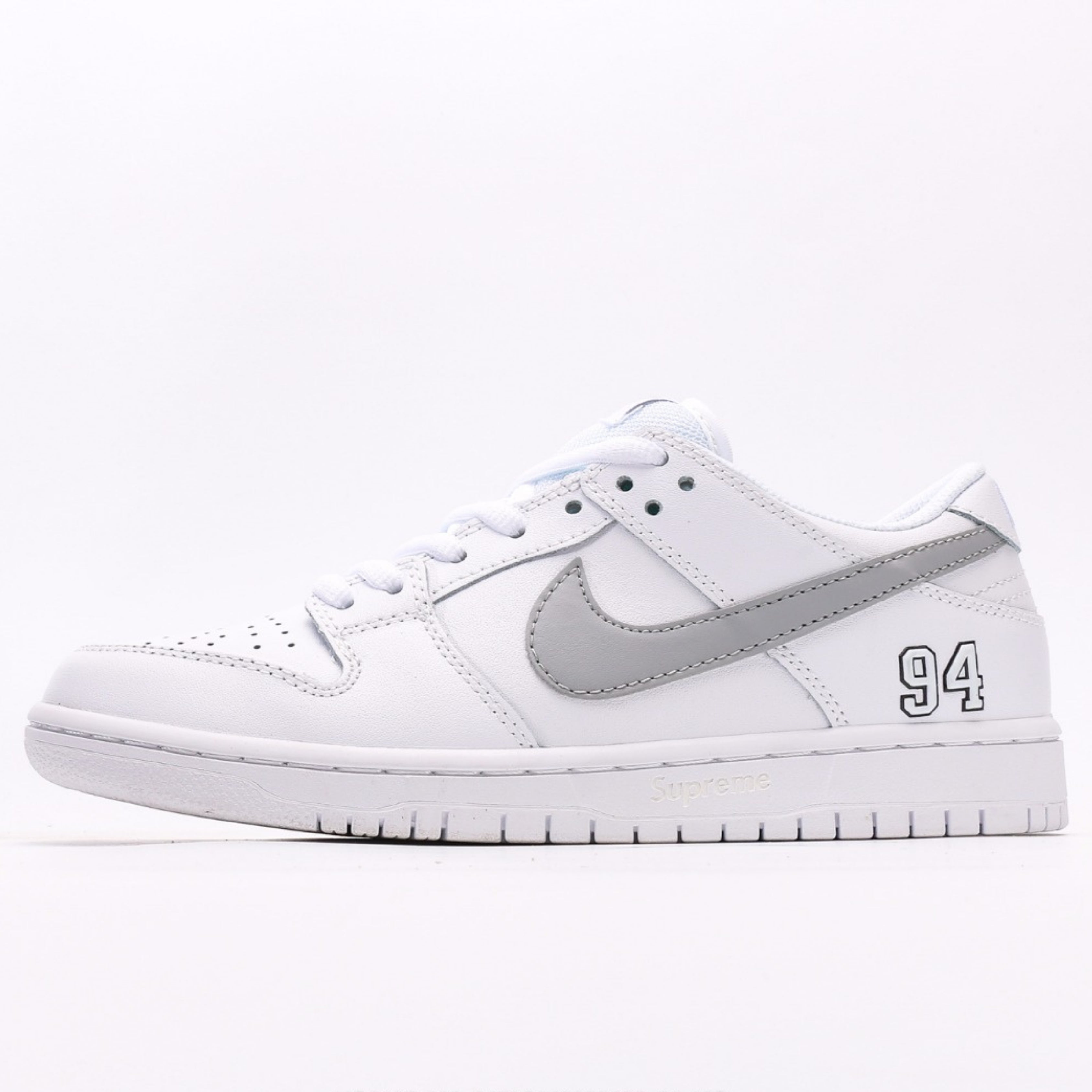 Nike SB Dunk Low Supreme 94 White Metallic Silver