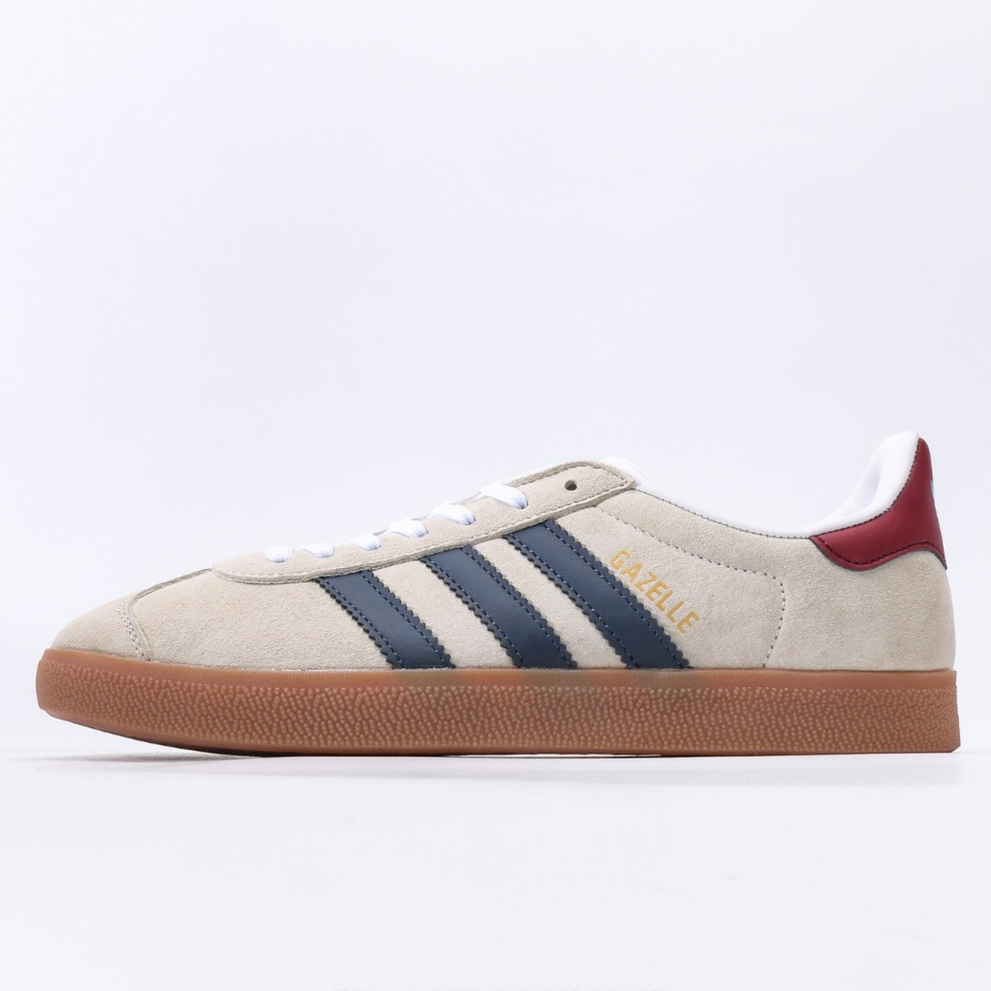 adidas Gazelle Beige Dark Blue Collegiate Burgundy