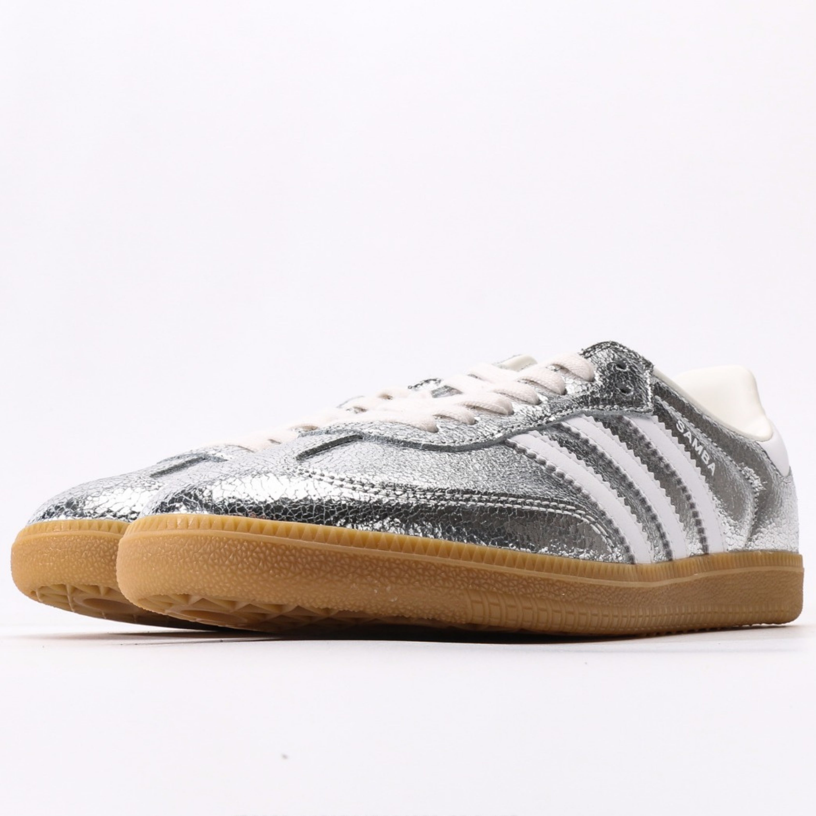 adidas Samba OG Silver Metallic Cracked Leather