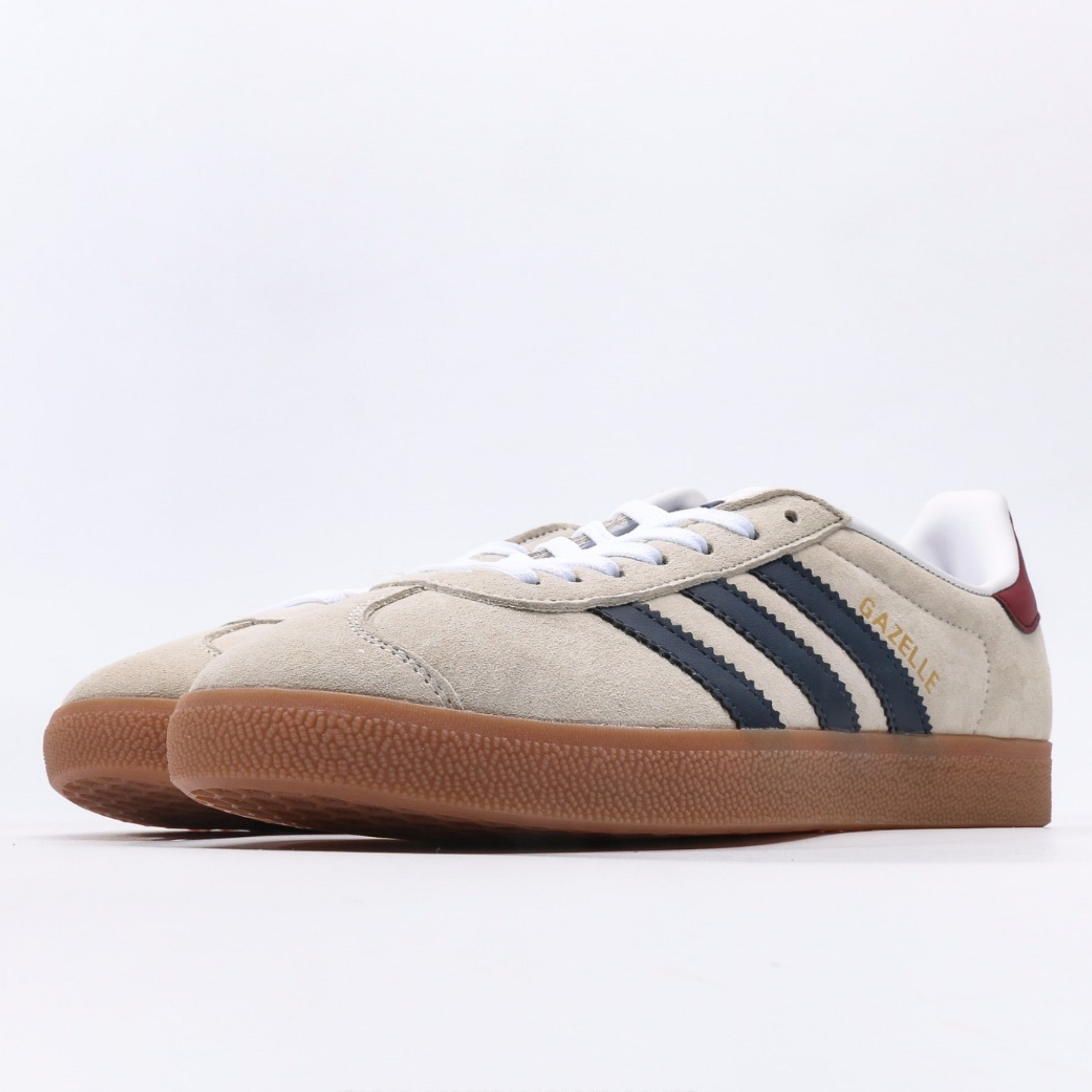 adidas Gazelle Beige Dark Blue Collegiate Burgundy