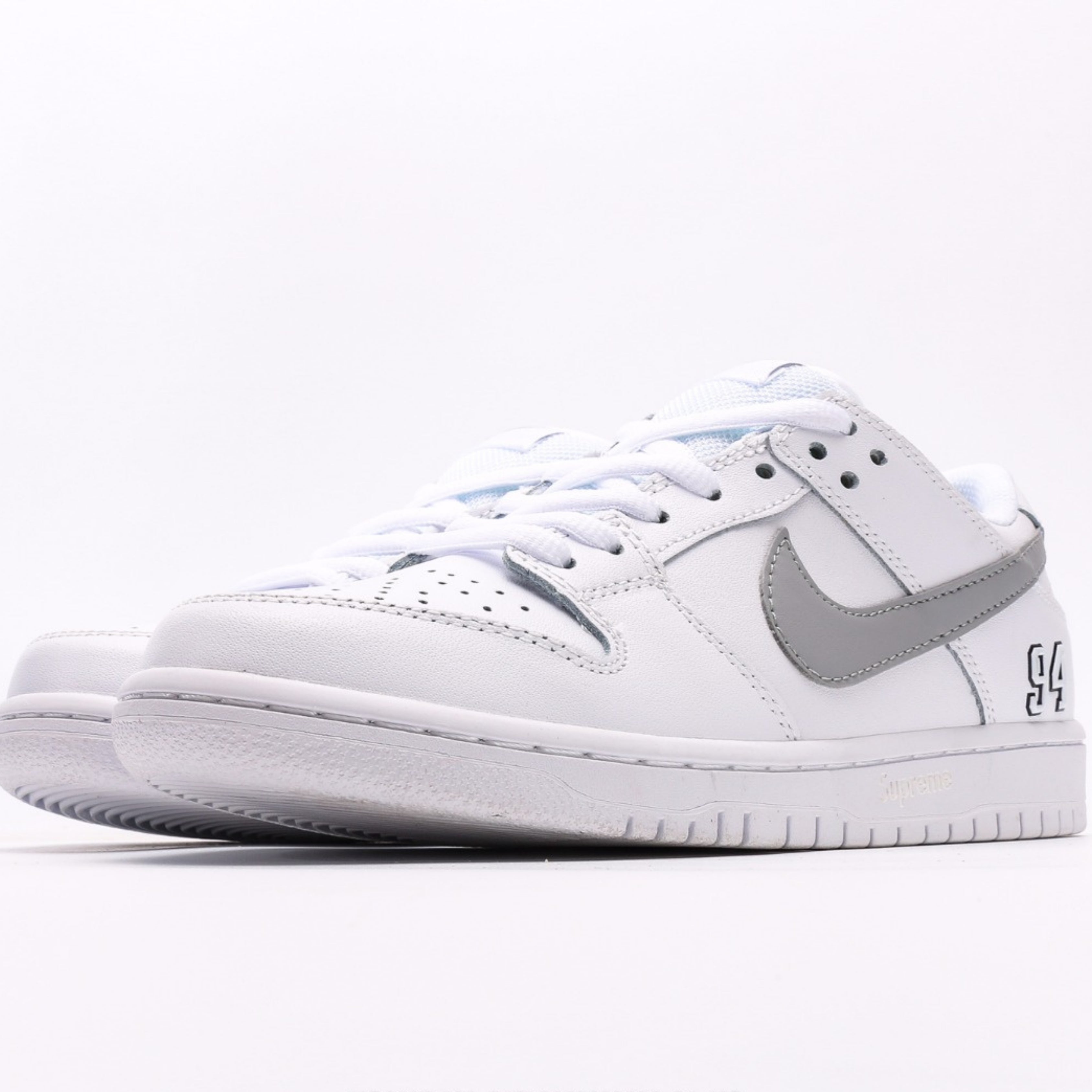 Nike SB Dunk Low Supreme 94 White Metallic Silver